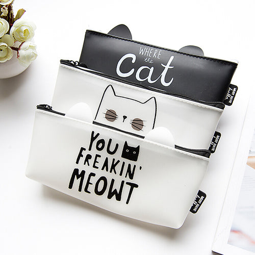 1pc PU Pencil Bag Cute Cat Pencil Case School