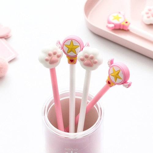 2 Pcs Magic wand gel pen Cat claw 0.5mm Cute