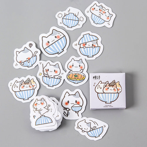 45PCS/PACK Cute Bowl Cat Sticker Diary