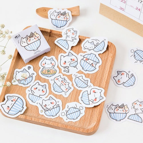 45PCS/PACK Cute Bowl Cat Sticker Diary
