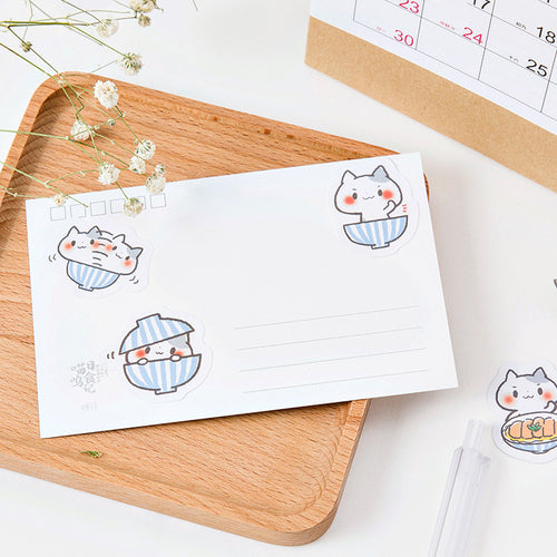 45PCS/PACK Cute Bowl Cat Sticker Diary