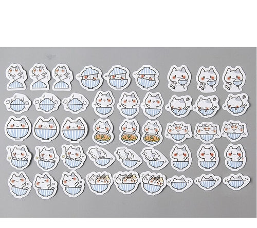 45PCS/PACK Cute Bowl Cat Sticker Diary