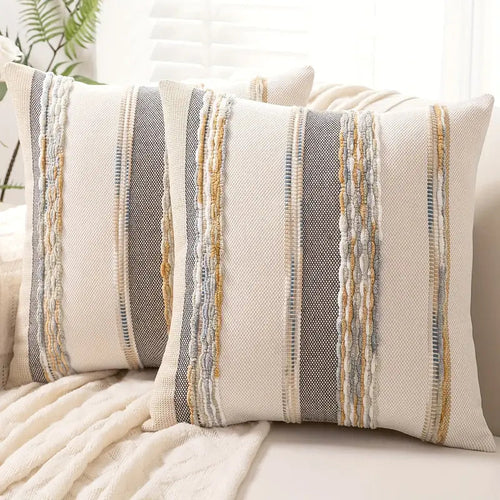 Boho Striped Chenille Throw Pillowcases
