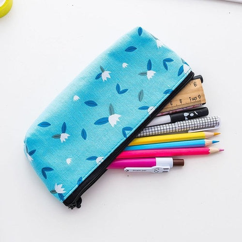 Cute Canvas Floral Pencil Case for girl Pencil Bag