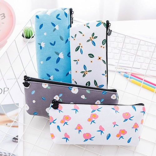 Cute Canvas Floral Pencil Case for girl Pencil Bag