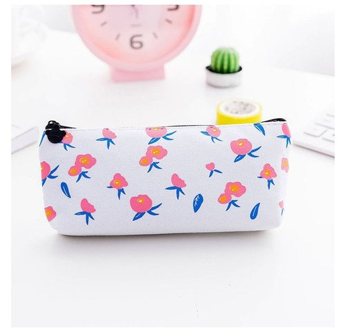 Cute Canvas Floral Pencil Case for girl Pencil Bag