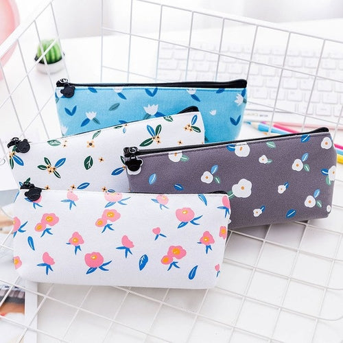Cute Canvas Floral Pencil Case for girl Pencil Bag