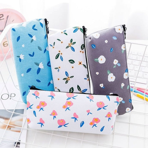 Cute Canvas Floral Pencil Case for girl Pencil Bag